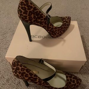 BCBG leopard print heels